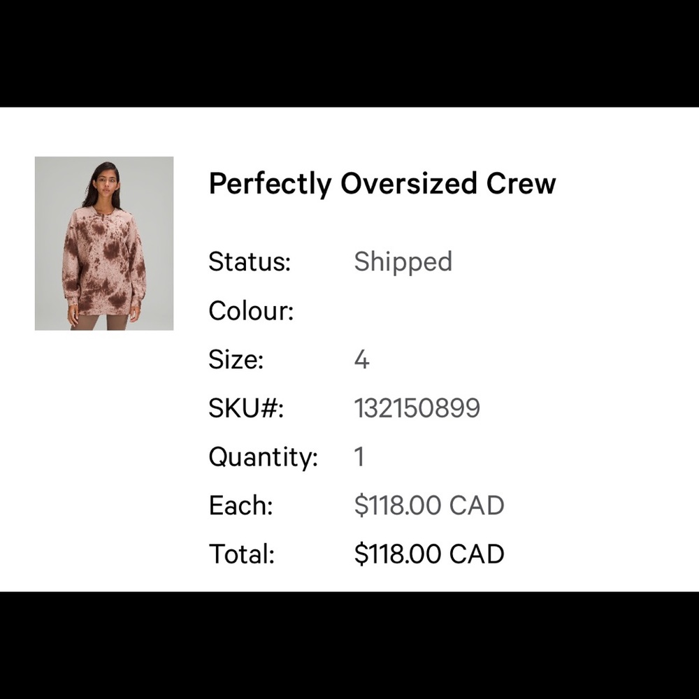 Lululemon Perfectly Oversized Crew pink dust size 2